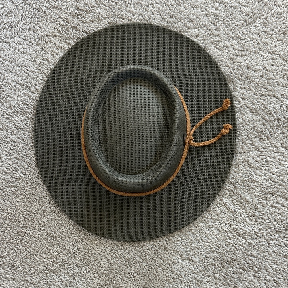 Jessica Simpson Olive Green Hat with Brown Cord